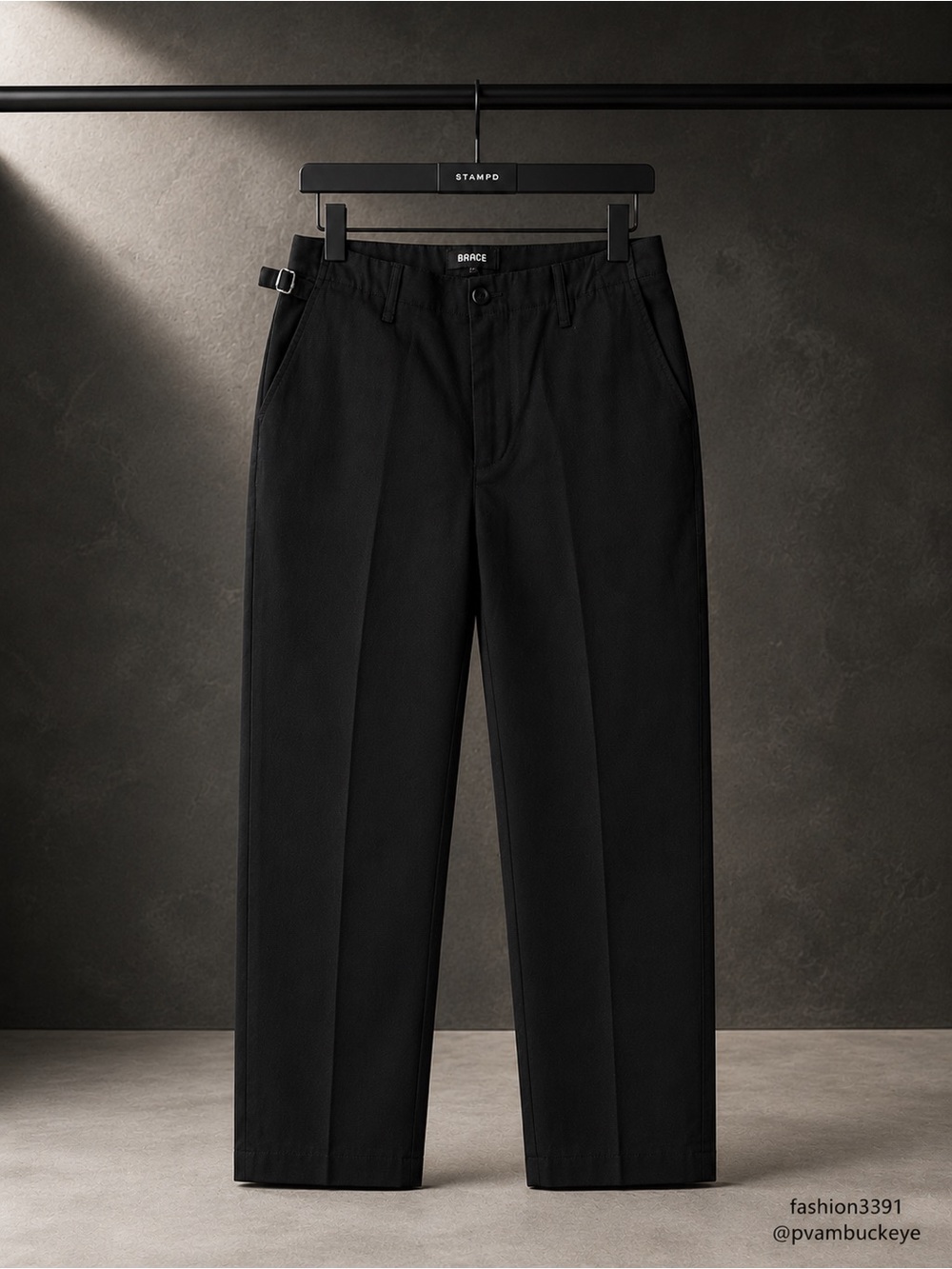 STAMPD Cropped Chino Pants Black Size 30 NWT Side Adjuster Designer Trousers